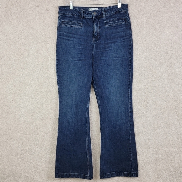 Fat Face UK Fly Flare 70's Inspired Denim Blue Jeans Sz 14 R - Picture 2 of 16